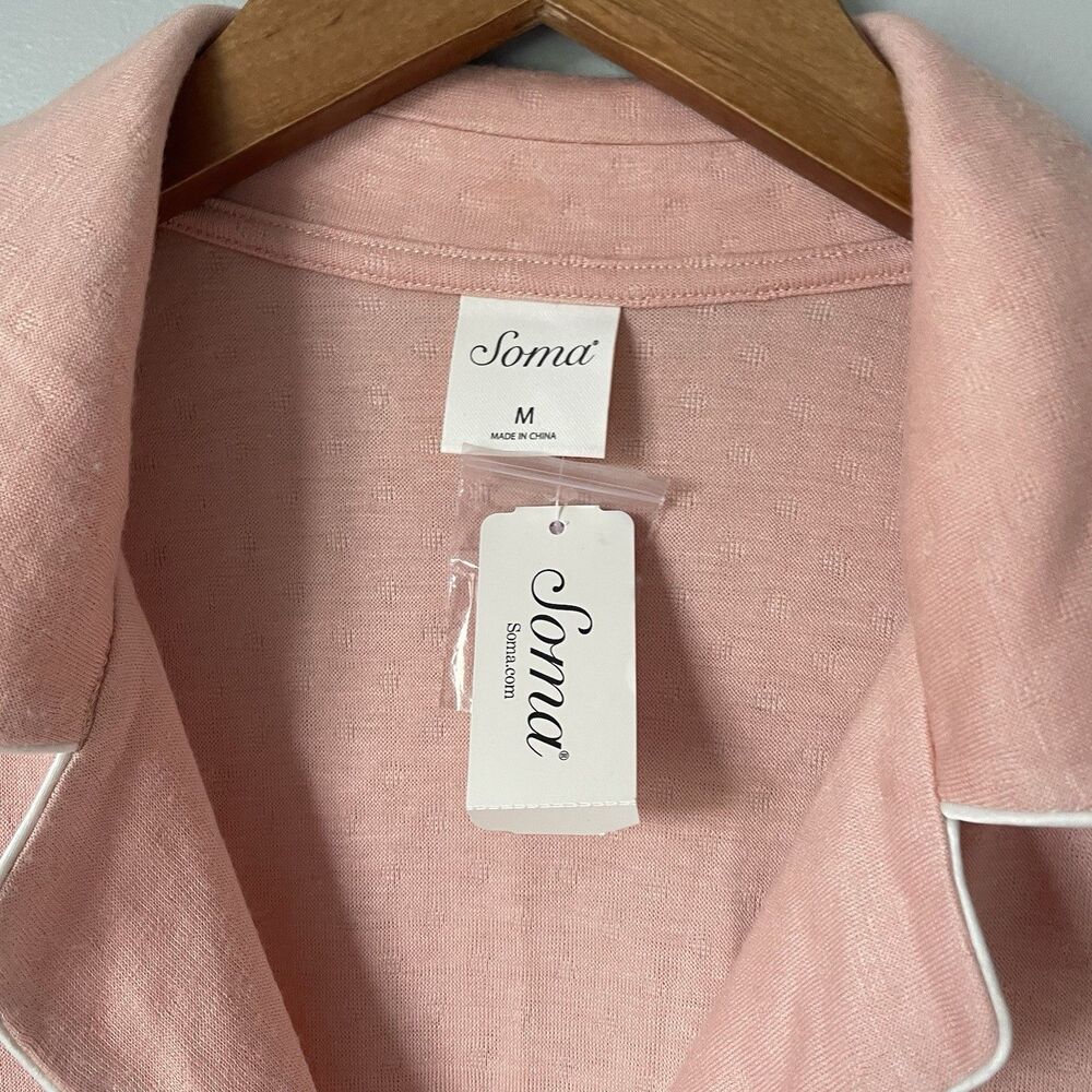 Soma Double Knit Notch Collar Pajama Lougewear Top Rose Blush Women's Medium - Picture 5 of 9